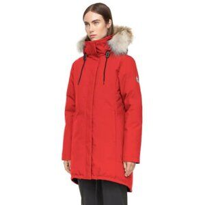QUARTZ CO Genia down parka, fur-lined hood, sz M, red
